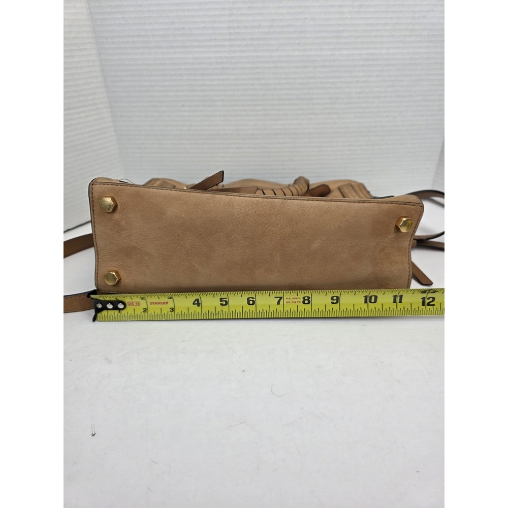 Rebecca Minkoff Bree Medium Top Zip Satchel Crossbody in a tan Nubuck Leather - Picture 6 of 7